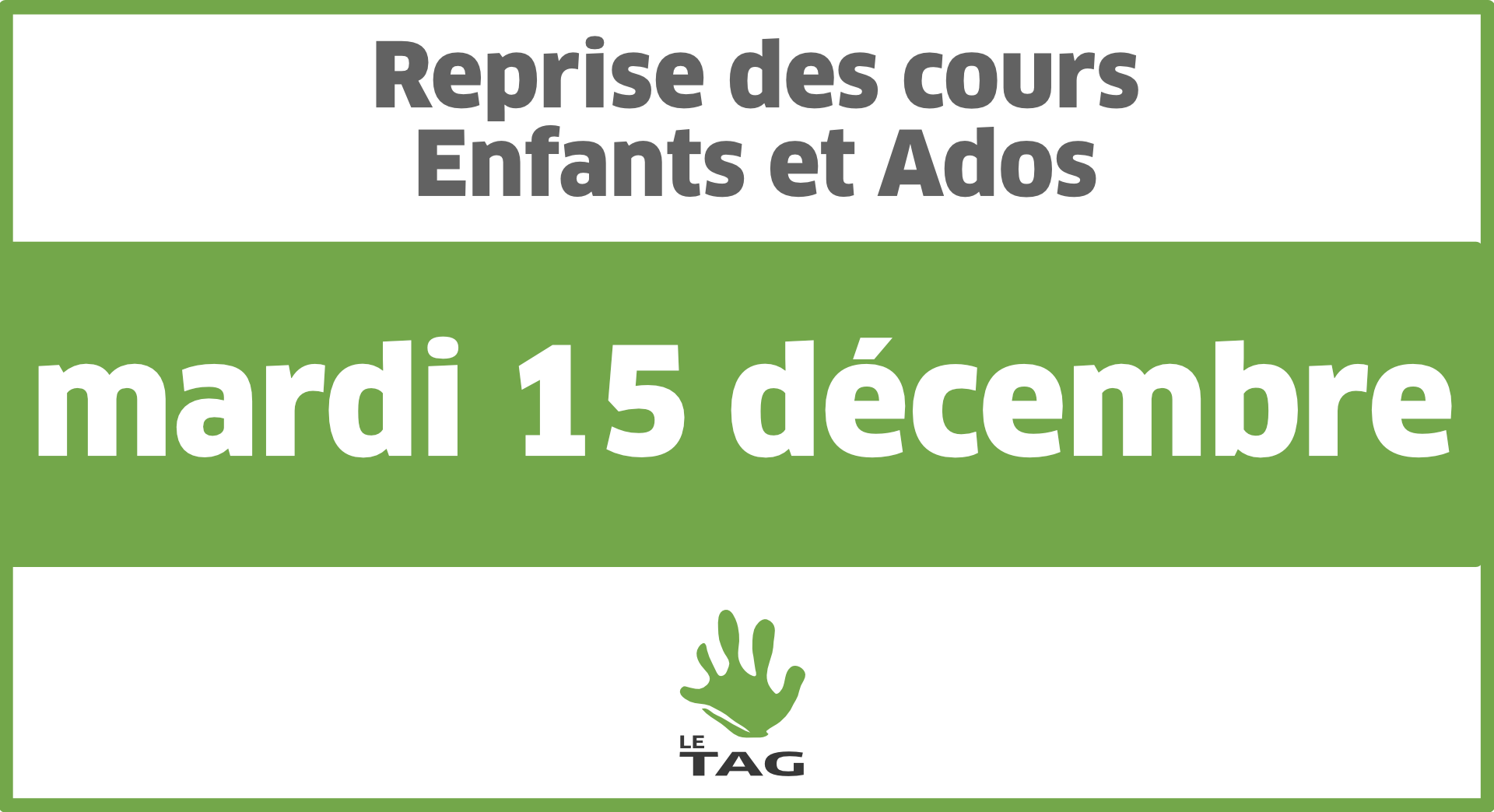 Lire la suite à propos de l’article Reprise des cours Enfants et Ados le 15 déc. 2020